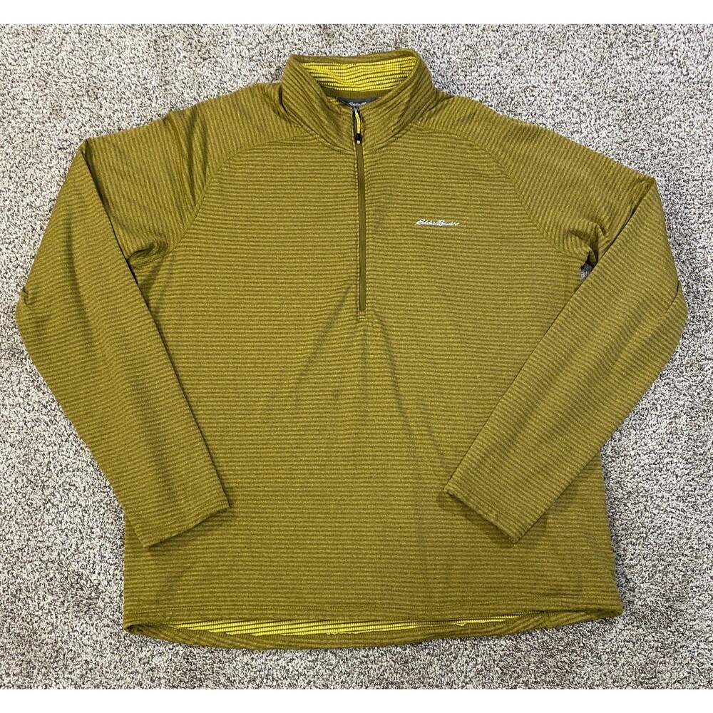 Eddie Bauer Men’s XL First Ascent 1/4 Zip Pullover Waffle Knit Fleece Yellow